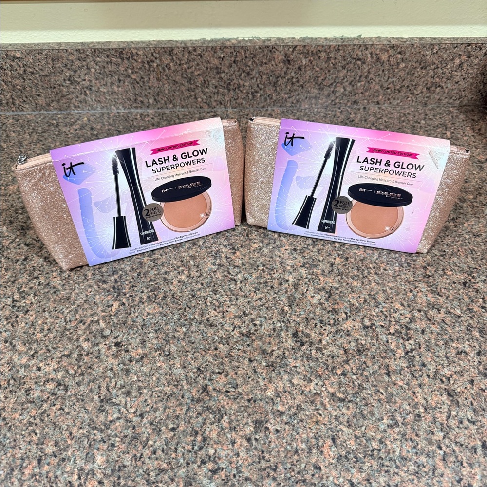 it cosmetics Lash & Glow Duo Set with Glitter Pouch - Rose Gold